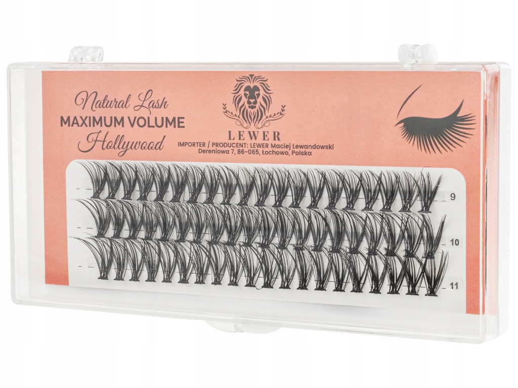 KĘPKI RZĘSY EYELASH Hollywood MAXIMUM VOLUME 9,10,11mm NATURALNE JEDWABNE Marka Lewer